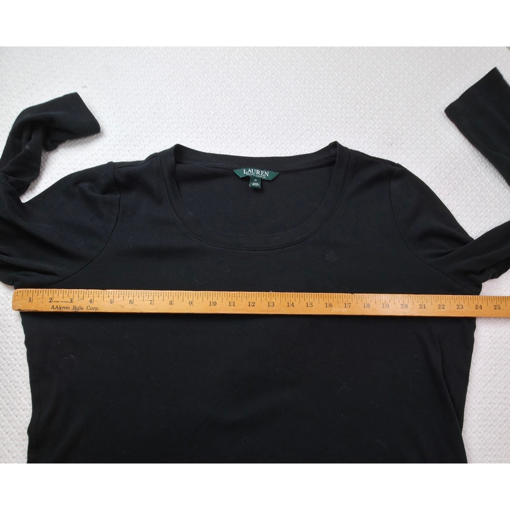 Lauren Ralph Lauren Top Womens 1X Black Cotton Long Sleeve Crew Neck Casual EUC - Picture 5 of 11